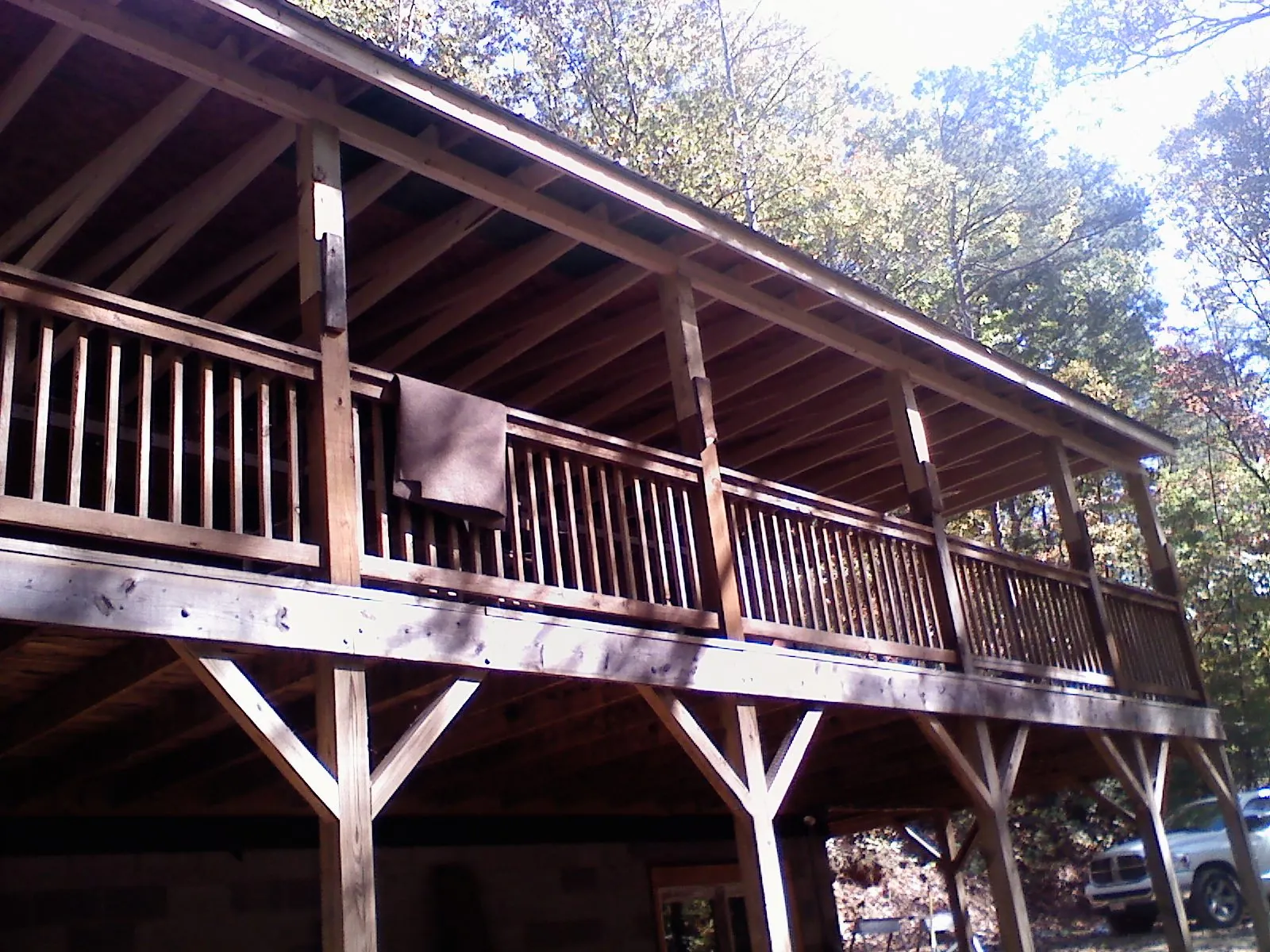 Timber framing under a new elevated porch and deck — Roof Leak Repair in Marshall by Roofing Brothers
